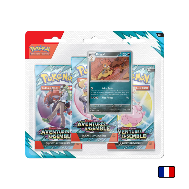 Tripack Baggaïd - Pokémon EV09 Aventures Ensemble 3 Boosters | OnlyFoils.fr Tripack Baggaïd - Pokémon EV09 Aventures Ensemble 3 Boosters | OnlyFoils.fr