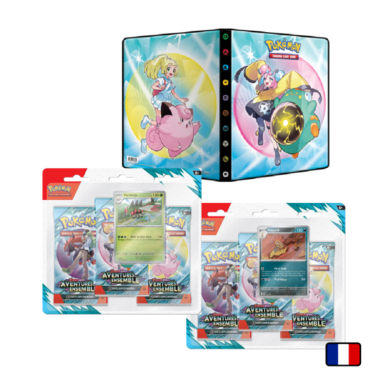 Bundle 2 Tripack + Portfolio A4 SV09 Aventures Ensemble - Pokémon | OnlyFoils.fr Bundle 2 Tripack + Portfolio A4 SV09 Aventures Ensemble - Pokémon | OnlyFoils.fr